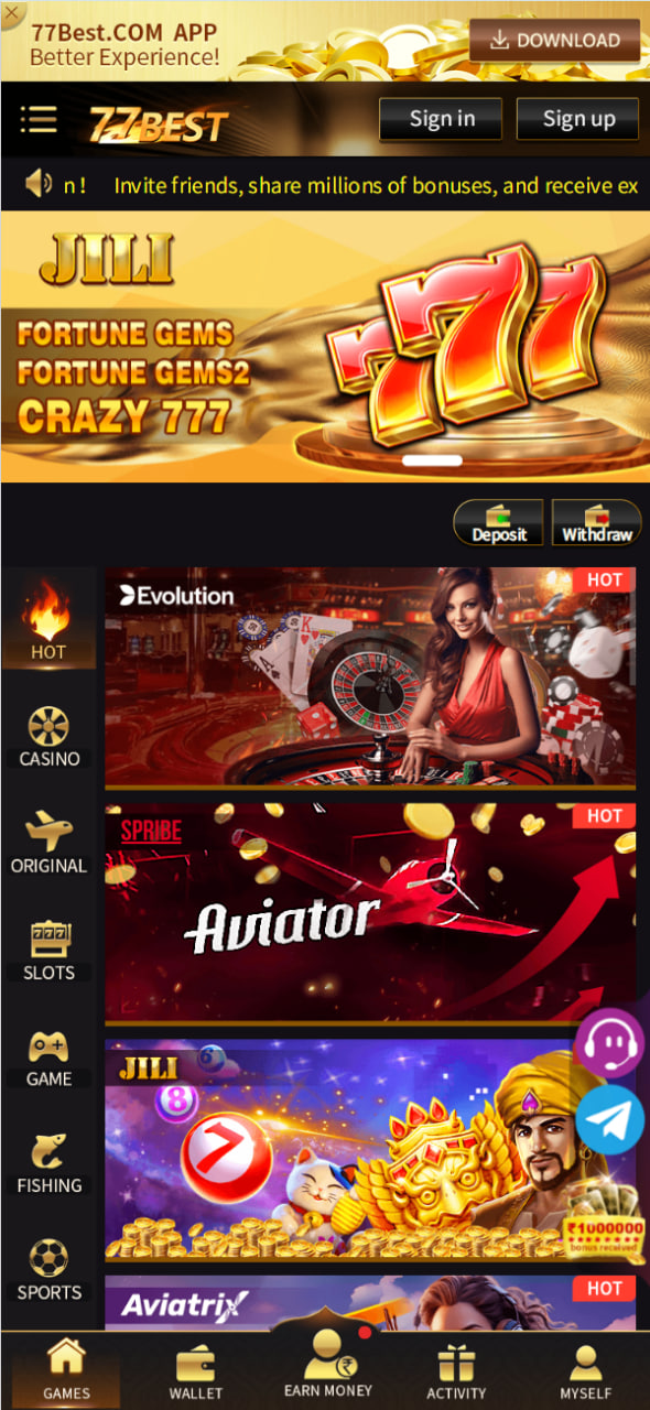 At 77Best we proudly offer a wide range of games, frombeloved classics like slots, roulette and blackjack, to moderninnovationslike live casino experiences and sports betting.Backed by industry-leading software providers, our gamesguarantee a fair and reliable gaming career.